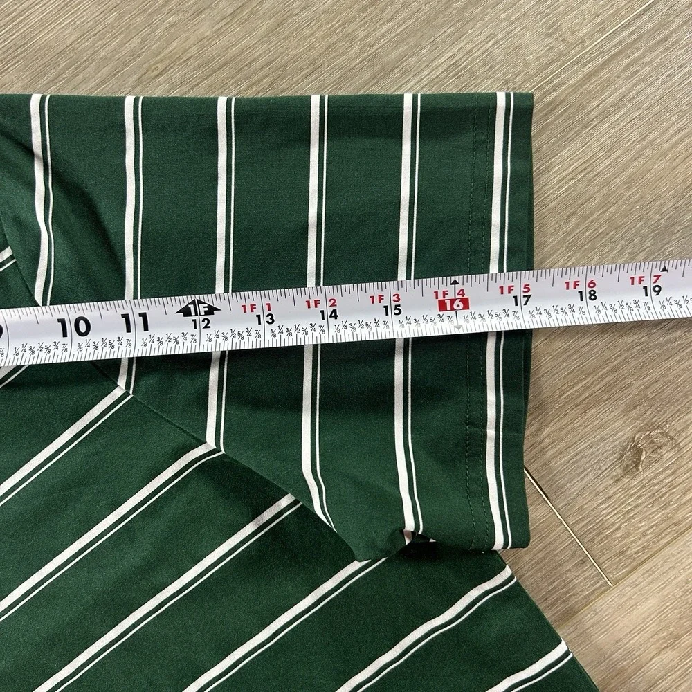 Polo Ralph Lauren Medium Performance Shirt Green Striped Golf Stretch Pony Logo